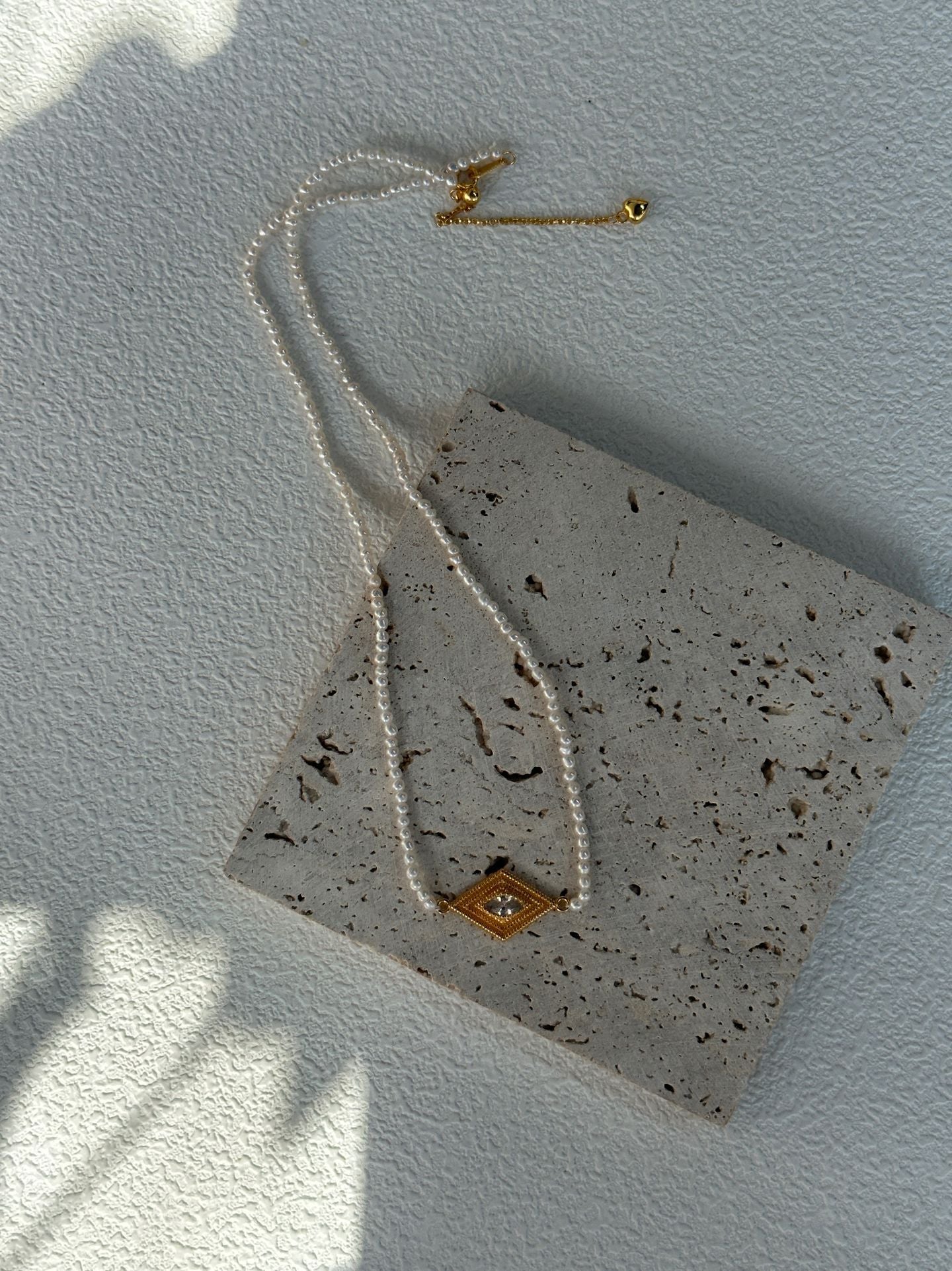 Greek Evil Eye Pearl Necklace – 18K Gold-Plated Sterling Silver, 40+5cm